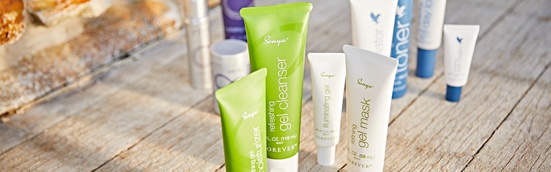 Aloe vera-based skincare products from Forever Living Products
